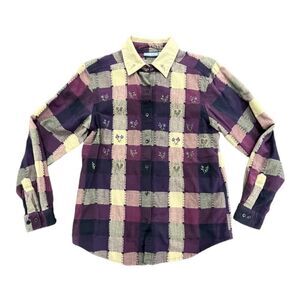 Women's Embroidered Floral print purple Nectar Long Sleeve Shirt Size Medium